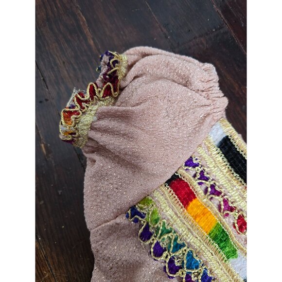 Vintage Handmade Bohemian Pink Glitter Embroidered Dress - Picture 4 of 15